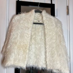 Anthropologie white eyelash shrug